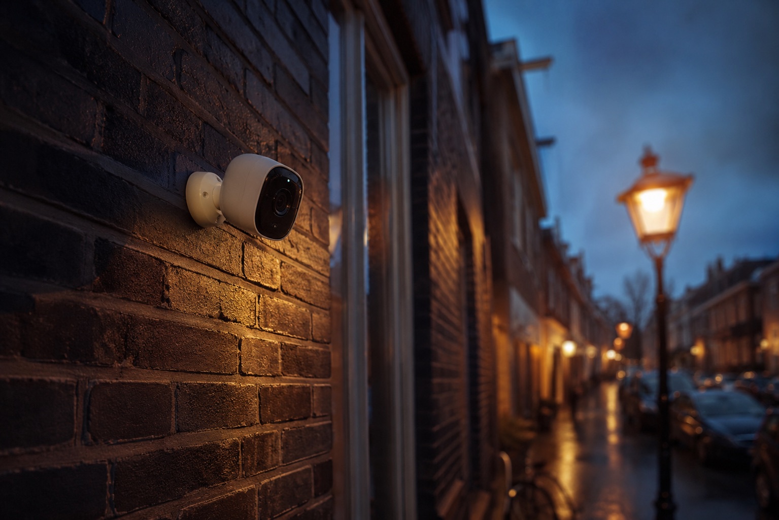 Professionele IP-camera gemonteerd op Nederlandse gevel