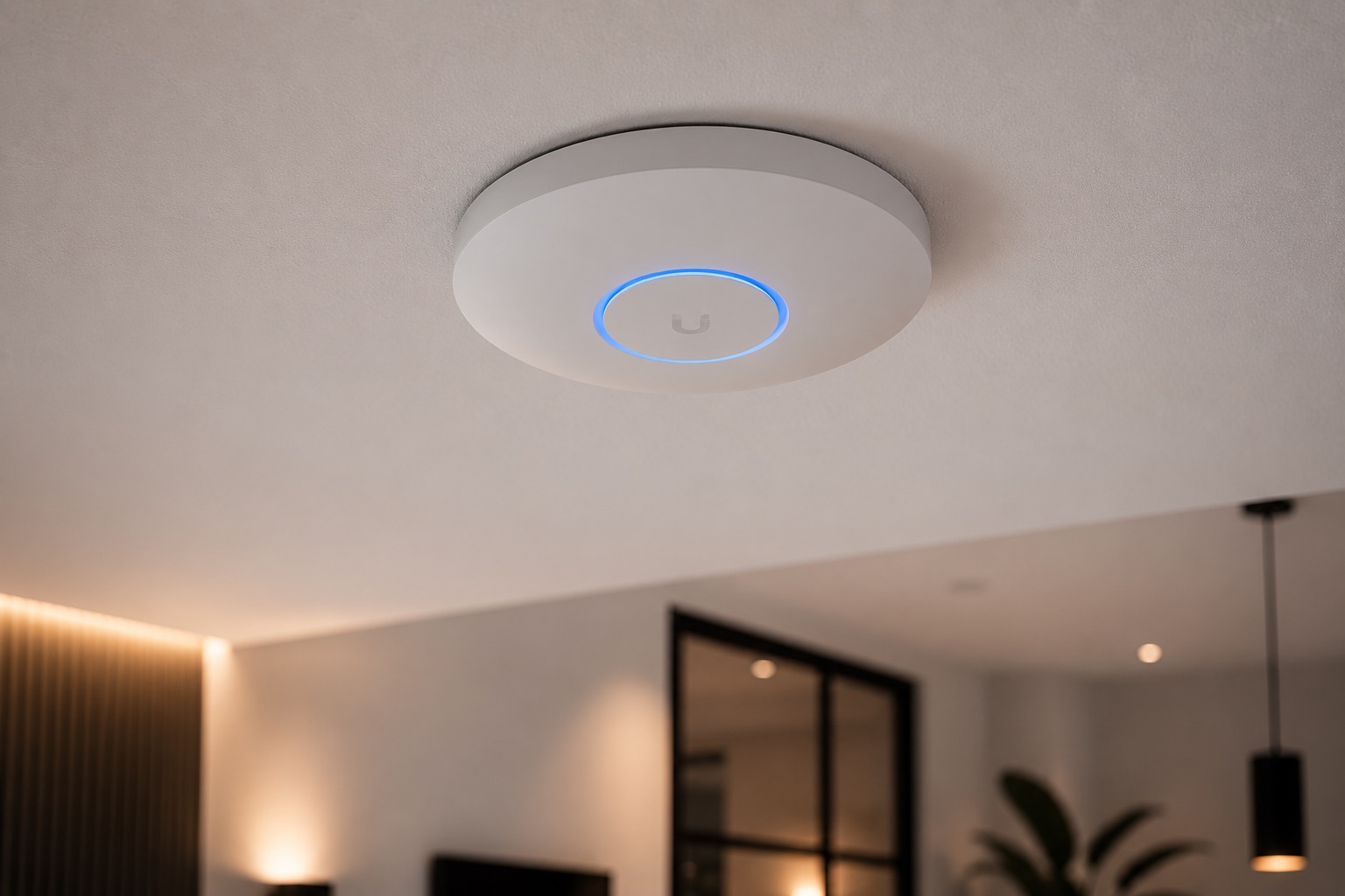 UniFi access point plafondmontage in moderne woning