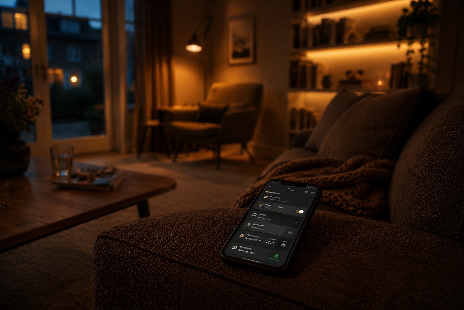 Smart home woonkamer — Home Assistant bediening via telefoon